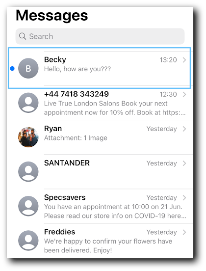 An example of an SMS notification
