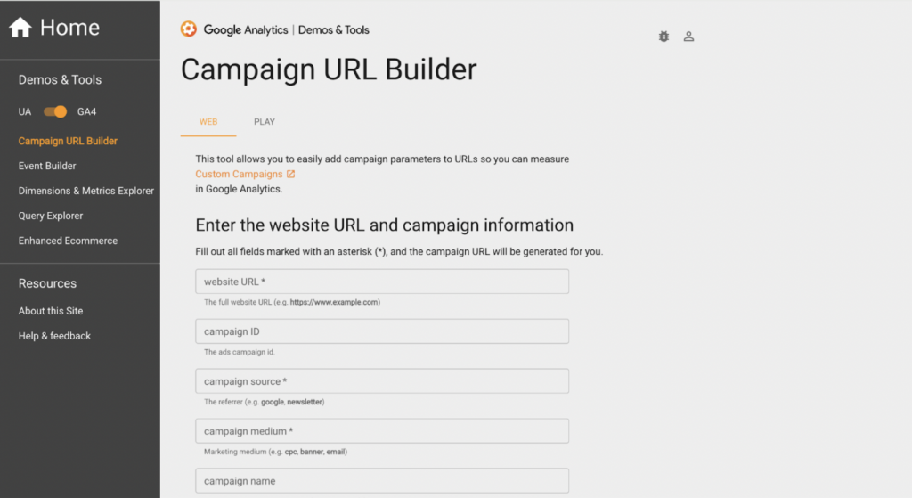A look at Google Analytucs' Campaign URL Builder