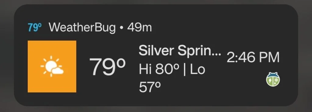 A push notification from WeatherBug
