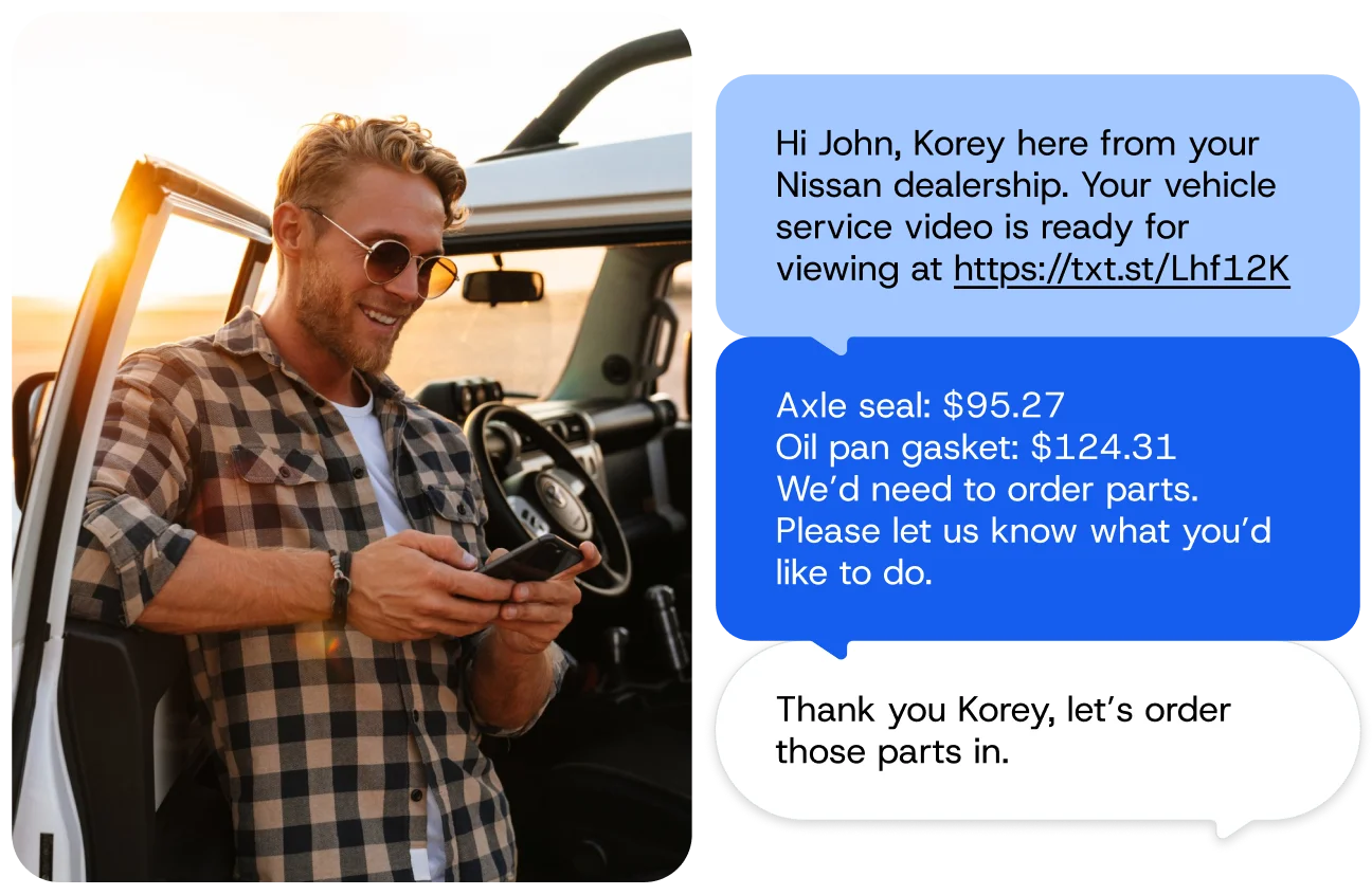 text message marketing tool for car dealerships example