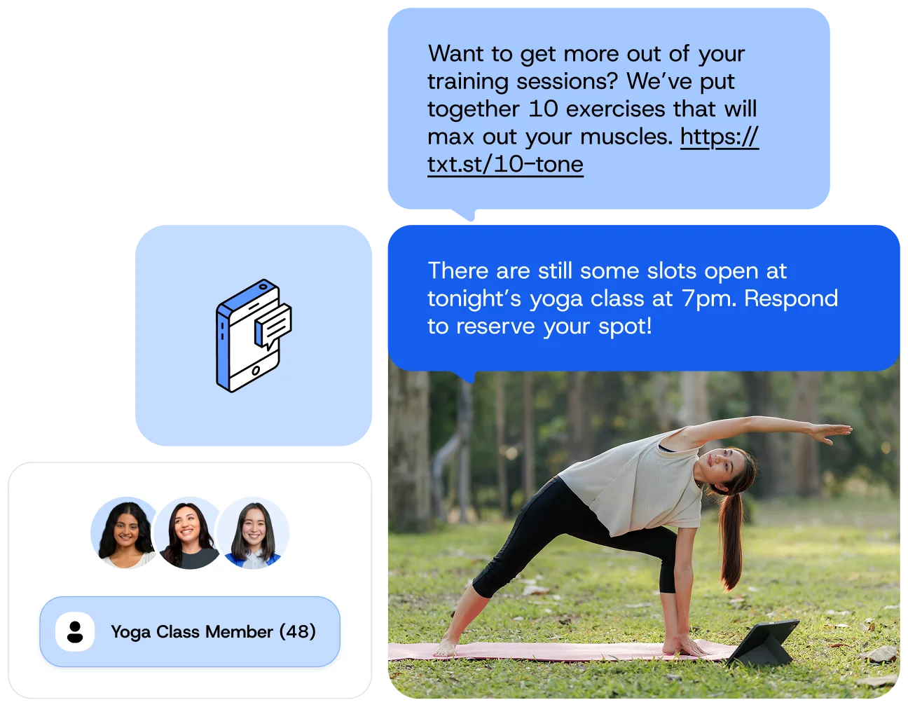 text message marketing tool for fitness studio example